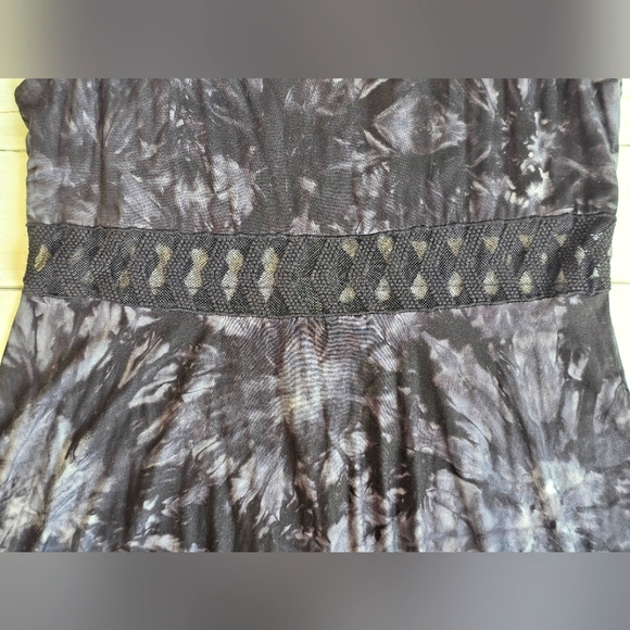EMPYRE ZUMIEZ Skater Black & Gray Tie Dye Lace Tank Soft Midi Dress Zip up Back - Picture 4 of 10